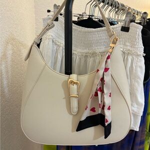 Anne Klein Cream Shoulder Bag with Scarf Detail
